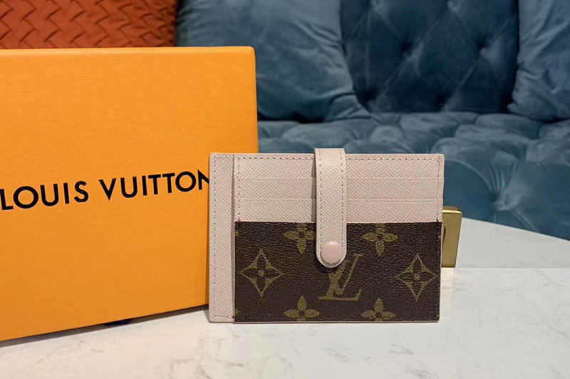 Louis Vuitton M61730 LV Card Holder Wallet Monogram Canvas And Beige Calf Leather