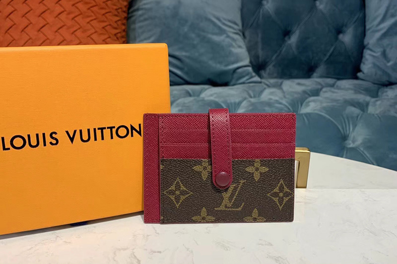 Louis Vuitton M61730 LV Card Holder Wallet Monogram Canvas And Red Calf Leather