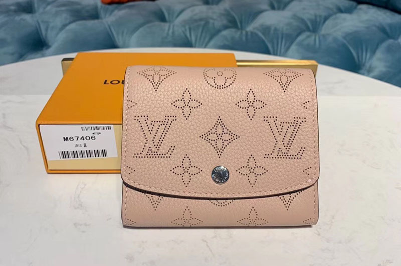 Louis Vuitton M62541 LV Iris Compact Wallets Pink Mahina leather