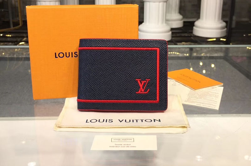 Louis Vuitton M63416 LV Multiple Wallet Taiga Leather Bleu marine