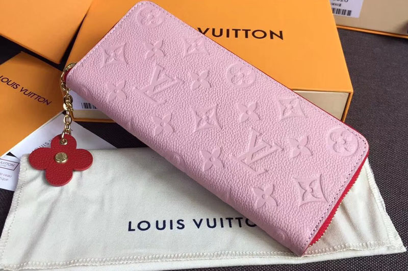 Louis Vuitton M64161 LV Clemence Wallet Monogram Empreinte Leather Rose Poudre