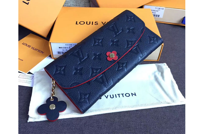 Louis Vuitton M63918 LV Emilie Wallet Monogram Empreinte Leather Marine Rouge