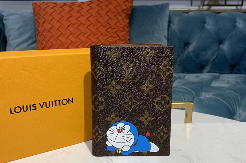 Louis Vuitton M64411 LV Passport Cover Wallet Monogram canvas With Doraemon