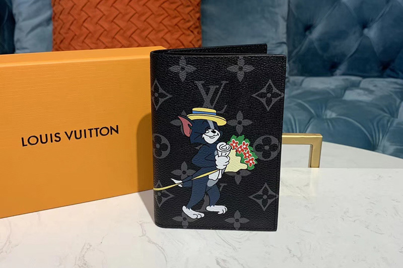 Louis Vuitton M64411 LV Passport Cover Wallet Monogram Eclipse Canvas With Tom And Jerry