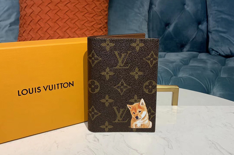 Louis Vuitton M64411 LV Passport Cover Wallet Monogram canvas With Dog