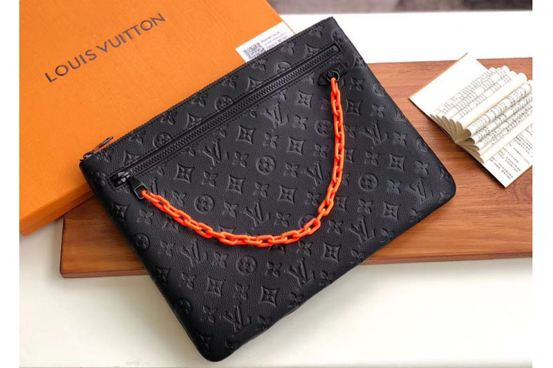 Louis Vuitton M67461 LV A4 Pouch Bags Black Taurillon leather