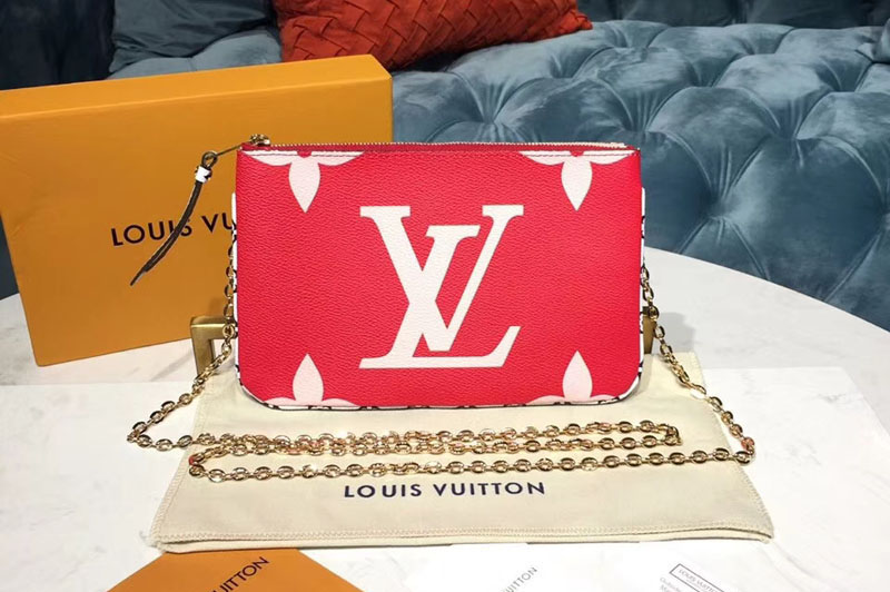 Louis Vuitton M67561 LV Pochette Double Zip Bags Monogram coated canvas Red