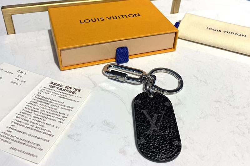 Louis Vuitton M67778 LV Military Tab charm and key holder Black Monogram canvas