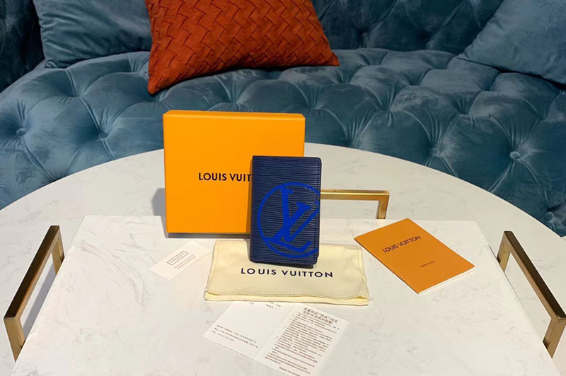 Louis Vuitton M67905 LV Pocket Organizer Wallet Blue Epi Leather