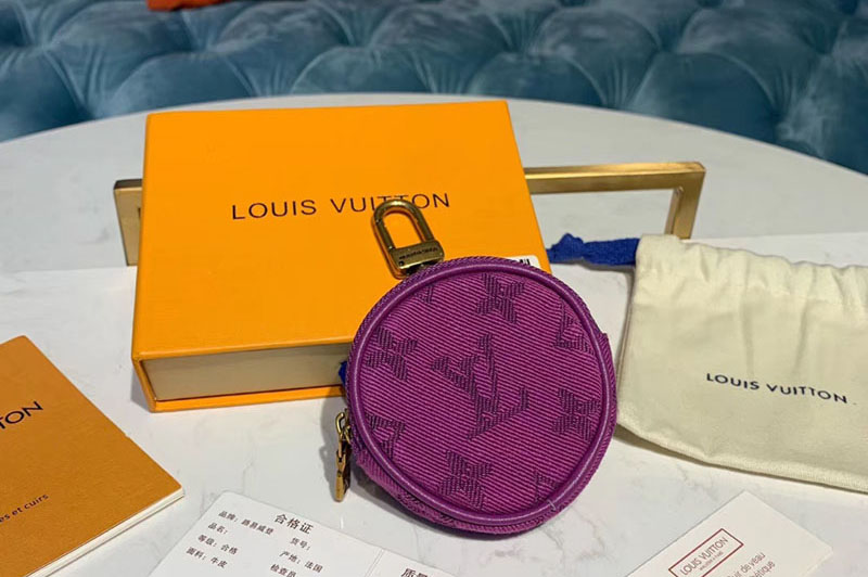 Louis Vuitton M68291 LV Purple Monogram Denim Bag Charm Key Holder