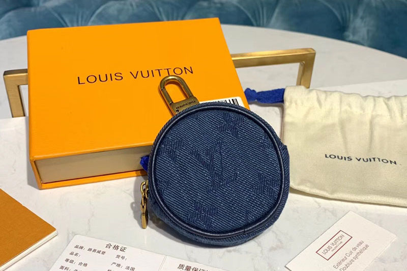 Louis Vuitton M68290 LV Navy Blue Monogram Denim Bag Charm Key Holder