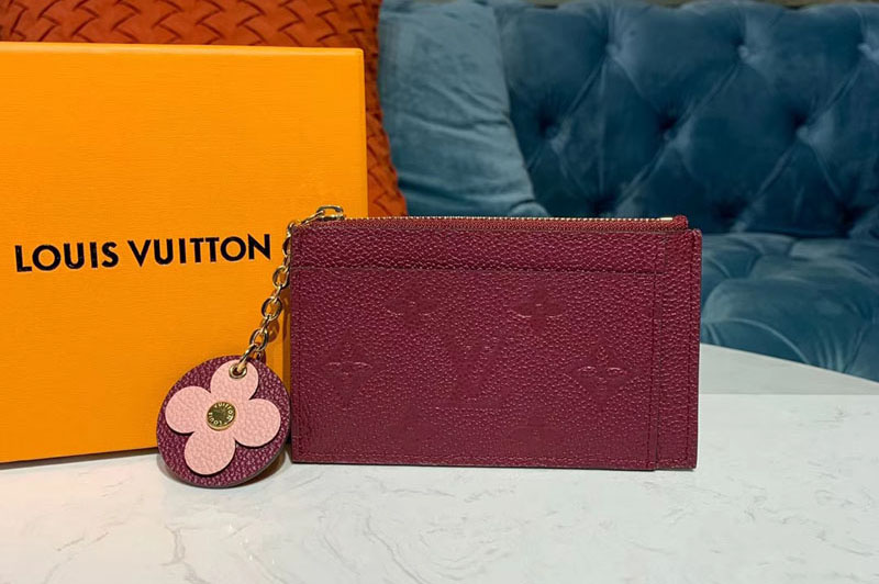 Louis Vuitton M68338 LV Zipped Card Holder Bordeaux Monogram Empreinte leather