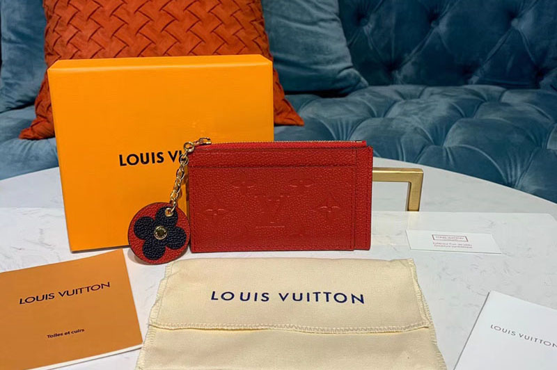 Louis Vuitton M68338 LV Zipped Card Holder Red Monogram Empreinte leather