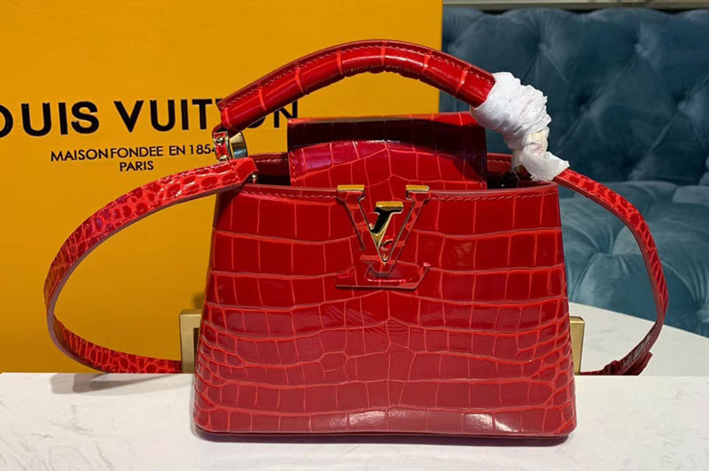 Louis Vuitton N93254 LV Capucines Mini Bags Red Alligator leather