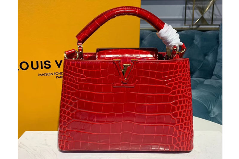 Louis Vuitton N93992 LV Capucines BB Bags Red Alligator leather