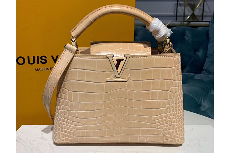 Louis Vuitton N93692 LV Capucines BB Bags Beige Alligator leather