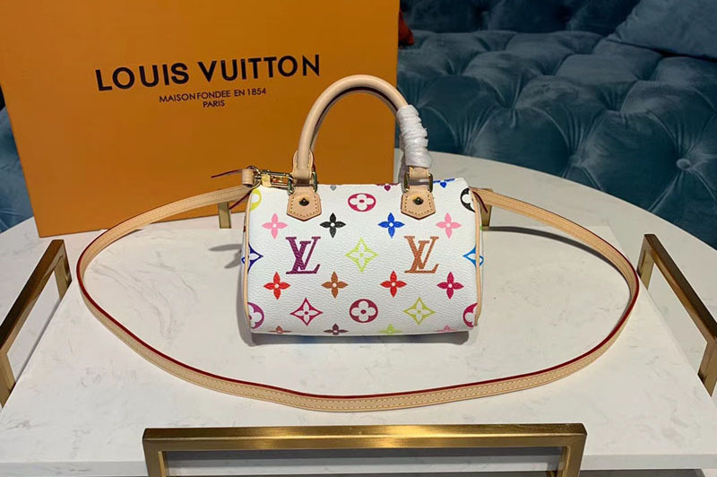Louis Vuitton M92645 LV Nano Speedy Bags White Monogram Multicolor