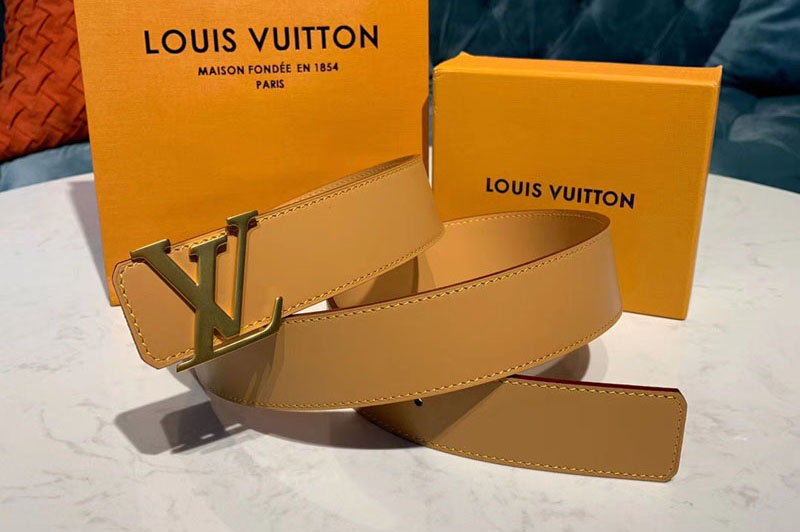 Louis Vuitton MP227U LV Shape 40mm harness Belts Caramel Calf leather Gold Buckle