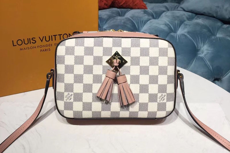 Louis Vuitton N40155 LV Saintonge Bags Damier Azur Canvas Pink