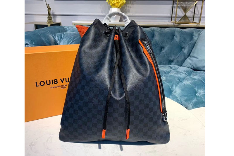 Louis Vuitton N40170 LV Drawstring Backpack Bags Damier Graphite Canvas