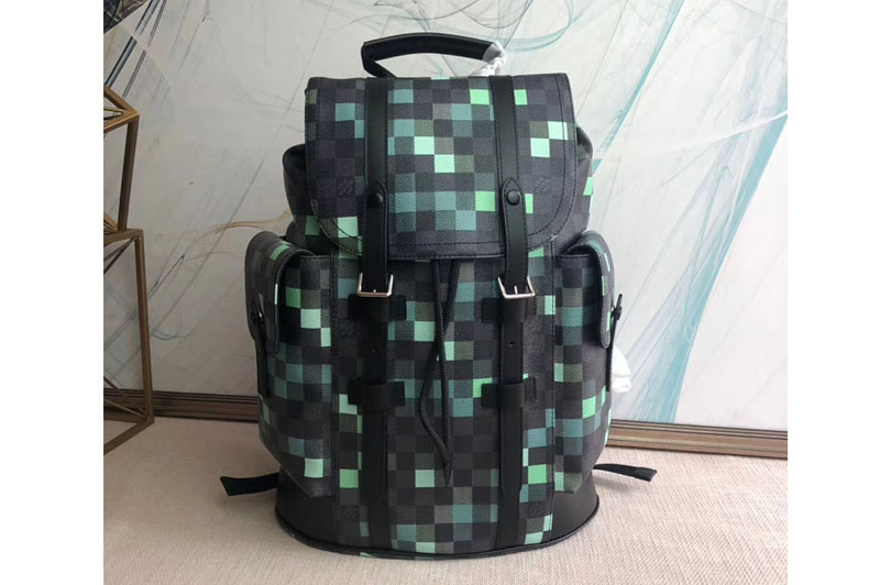 Louis Vuitton N40063 LV Christopher Backpack Green Damier Graphite Canvas