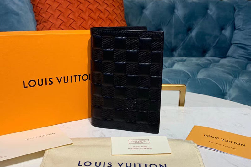 Louis Vuitton N60181 LV Passport Cover Wallets Black Damier Infini Leather