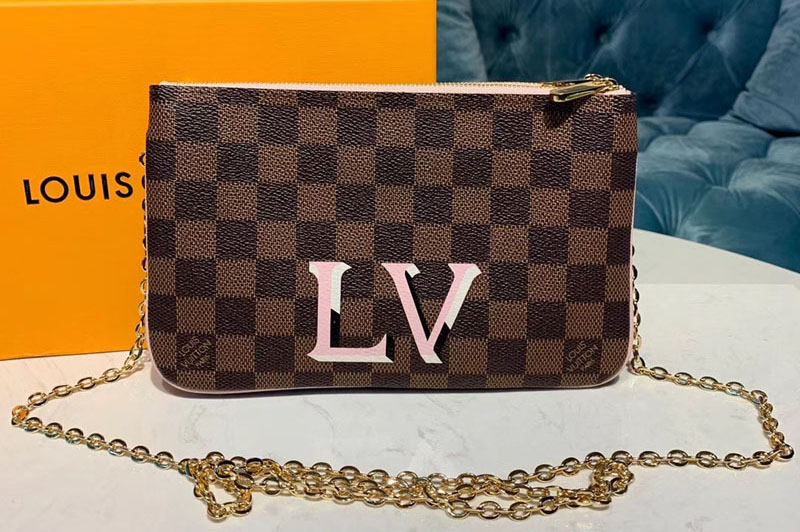 Louis Vuitton N60254 LV Pochette Double Zip Bags Damier Ebene Canvas