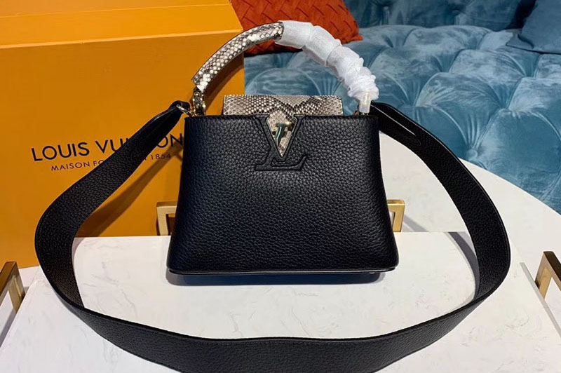 Louis Vuitton N95509 LV Capucines BB Bags Black Taurillon Leather