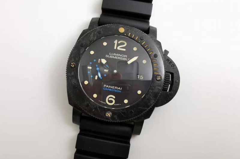 Panerai PAM 616 Carbotech VSF Best Edition on Blue Logo Black Rubber Strap P.9000 Super Clone V3 (Free Leather Strap)