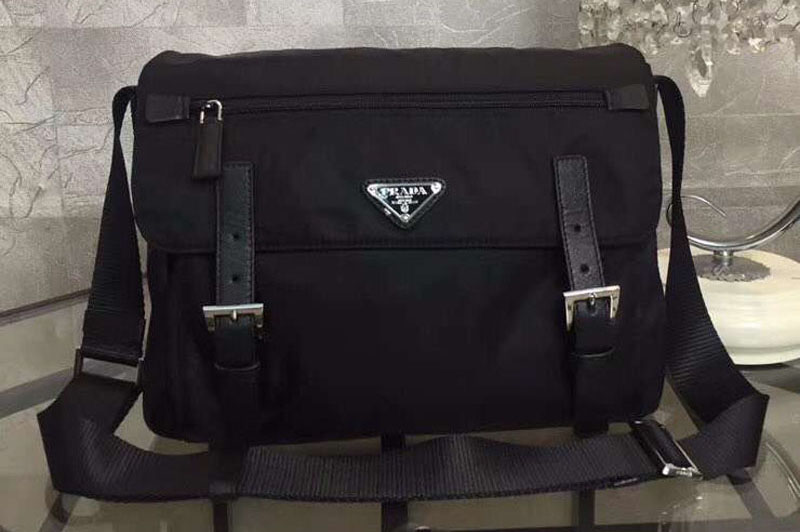 Prada BT6671 Nylon Messenger Bags Black