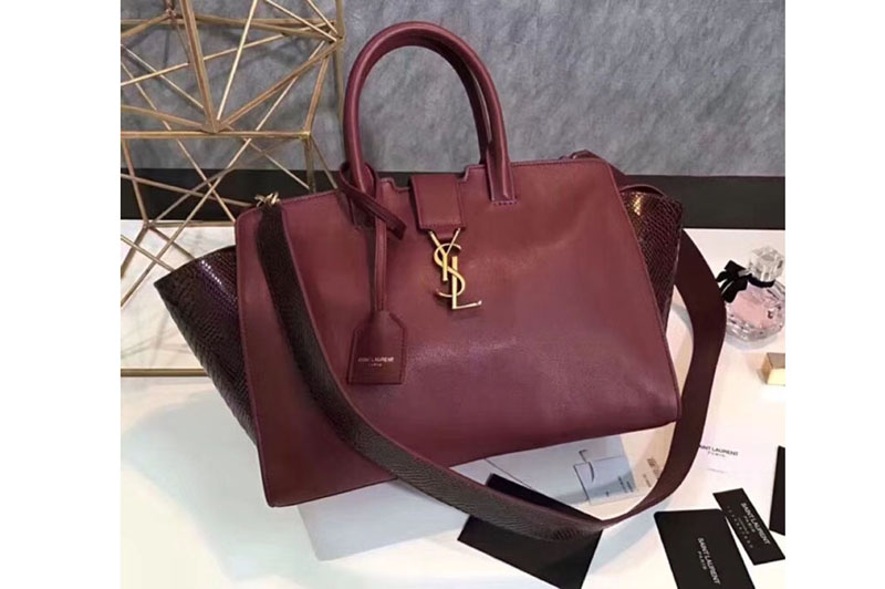 YSL Saint Laurent Downtown Small Cabas Bags Original Leather 436832 Dark Red