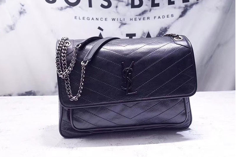 YSL Saint Laurent Niki Large Bag Vintage Leather 498883 Black