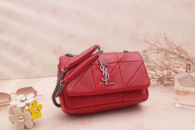 YSL Saint Laurent Jamie Small Carre Rive Gauche in Red Lambskin Leather 515820