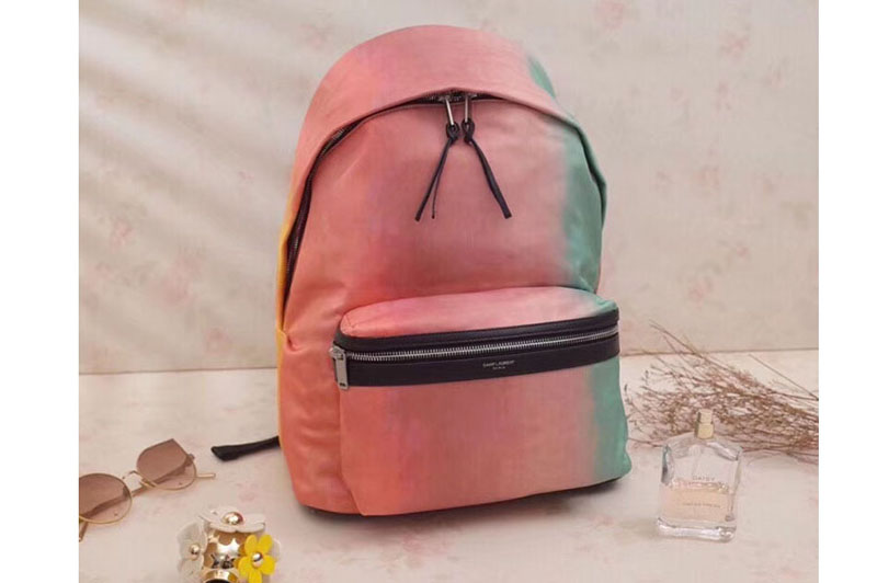 YSL Saint Laurent City Backpack In Nylon Canvas 520512 Pink