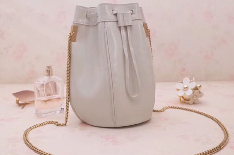 YSL Saint Laurent Talitha Small Bucket Bag in Smooth Leather 554250 White
