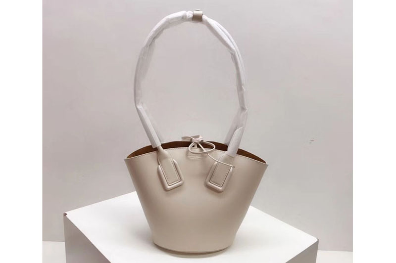 Bottega Veneta Small Basket Tote Bags White French Calf Leather