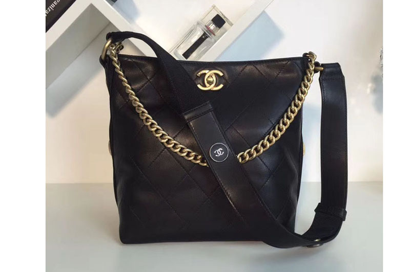 CC Calfskin Hobo Handbag Black A57573