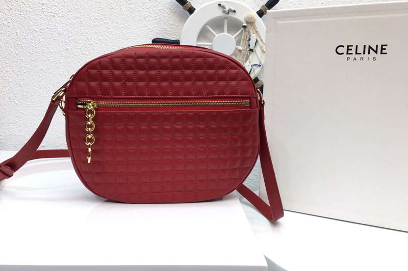 Celine Quilted Calfskin Medium C Charm Bags Red
