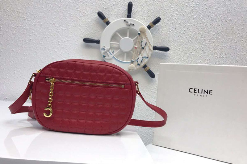 Celine Quilted Calfskin Small C Charm Bags Red