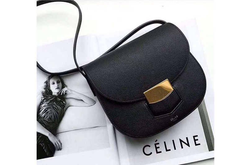 Celine Medium Trotteur Bag in Grained Calfskin Black