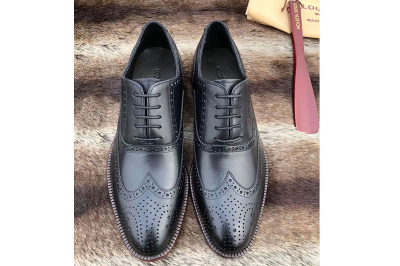 Louis Vuitton LV Vendome Derby Shoes Black Calf Leather