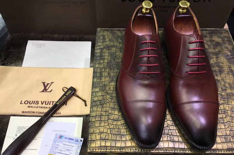 Louis Vuitton LV Monceau Richelieu Shoes Red Calf Leather