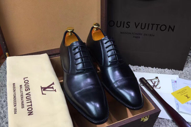 Louis Vuitton LV Monceau Richelieu Shoes Black Calf Leather