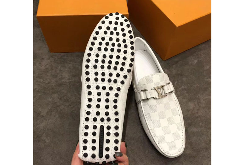 Louis Vuitton LV Hockenheim Loafer And Shoes White Damier Embossed Calf leather