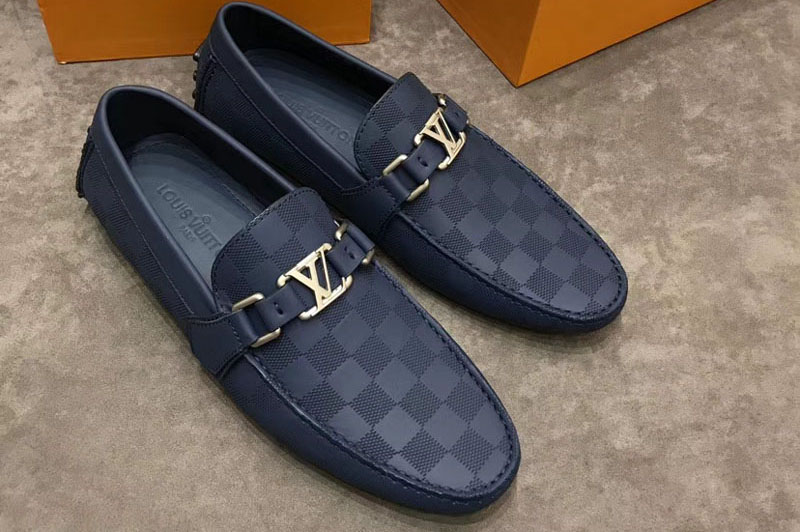 Louis Vuitton LV Hockenheim Loafer And Shoes Damier Embossed Calf leather Blue