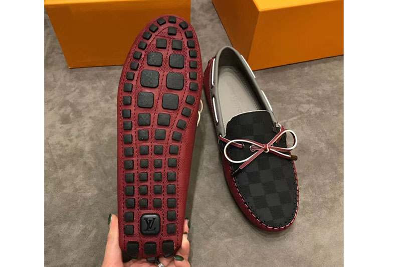 Louis Vuitton LV Arizona Mocassin Shoes Damier Embossed Calf leather Black