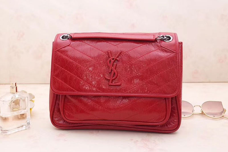 YSL Saint Laurent Niki Medium Bag Vintage Leather 498894 Red