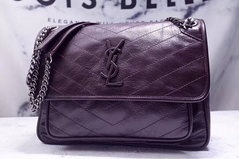 YSL Saint Laurent Niki Medium Bag Vintage Leather 498894 Dark Coffee