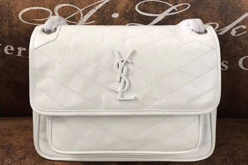 YSL Saint Laurent Niki Medium Bag Vintage Leather 498894 White