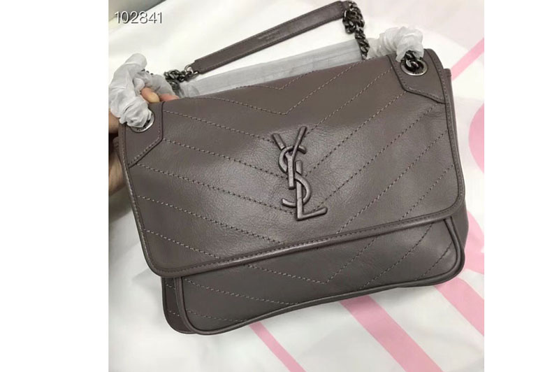 YSL Saint Laurent Niki Medium Bag Vintage Leather 498894 Khaki